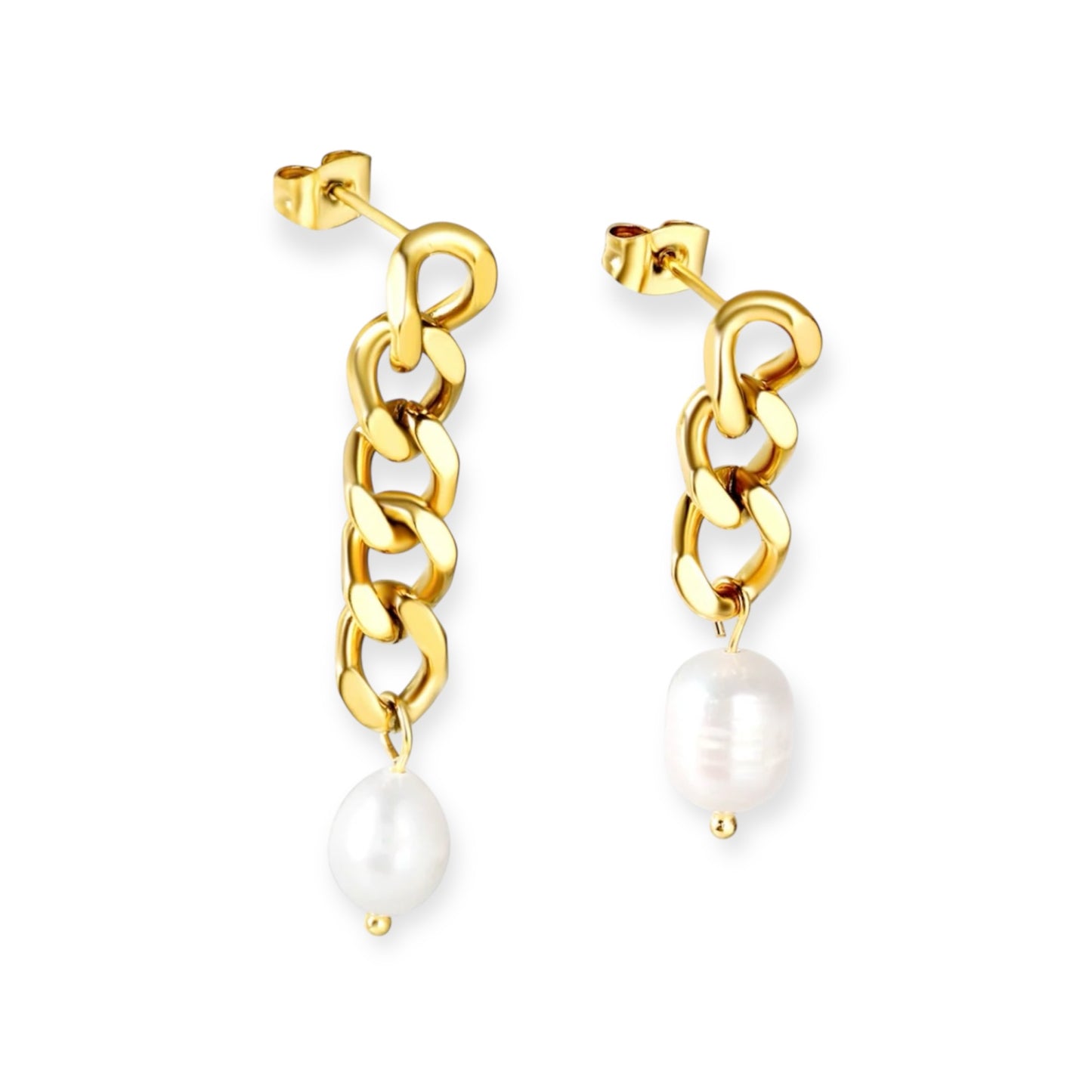 Chainlink Pearl Drop Earrings